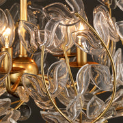 Crystorama Bridget 28.25in 6-Light Chandelier | Coastal Soft Gold Steel and Clear Floral Glass | Dining Room & Entryway | 28.25 x 28.25 x 20.5 in | Model BGT-338-SG-CL