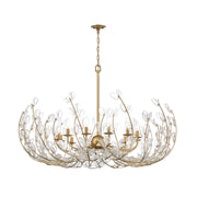 Crystorama Bridget 42in 12-Light Chandelier | Coastal Soft Gold Steel and Clear Floral Glass | Dining Room & Entryway | 42 x 42 x 27.5 in | Model BGT-339-SG-CL