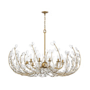 Crystorama Bridget 42in 12-Light Chandelier | Coastal Soft Gold Steel and Clear Floral Glass | Dining Room & Entryway | 42 x 42 x 27.5 in | Model BGT-339-SG-CL