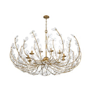 Crystorama Bridget 42in 12-Light Chandelier | Coastal Soft Gold Steel and Clear Floral Glass | Dining Room & Entryway | 42 x 42 x 27.5 in | Model BGT-339-SG-CL