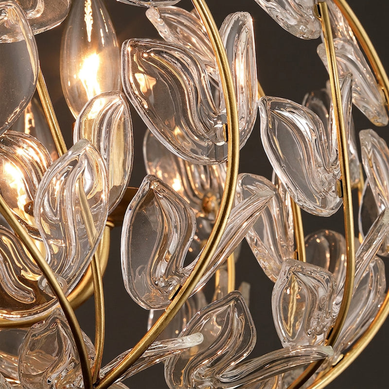 Crystorama Bridget 42in 12-Light Chandelier | Coastal Soft Gold Steel and Clear Floral Glass | Dining Room & Entryway | 42 x 42 x 27.5 in | Model BGT-339-SG-CL