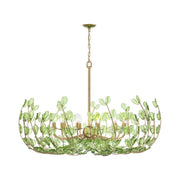 Crystorama Bridget 42in 12-Light Chandelier | Coastal Soft Gold Steel and Green Floral Glass | Dining Room & Entryway | 42 x 42 x 27.5 in | Model BGT-339-SG-GR
