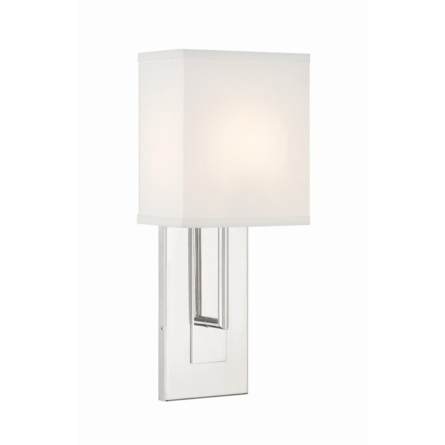 Crystorama Brent 1 Light Sconce, Polished Nickel