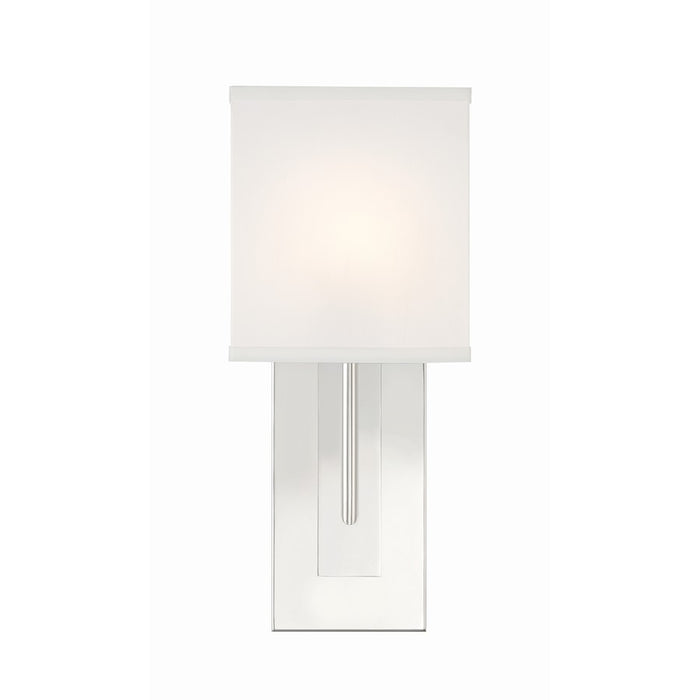 Crystorama Brent 1 Light Sconce, Polished Nickel