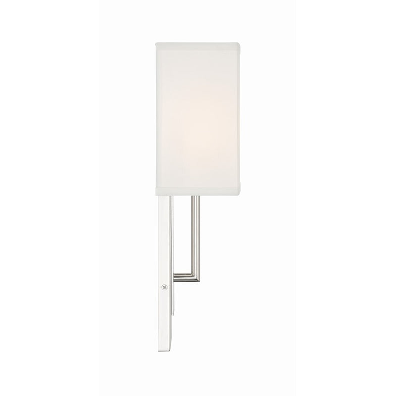 Crystorama Brent 1 Light Sconce, Polished Nickel