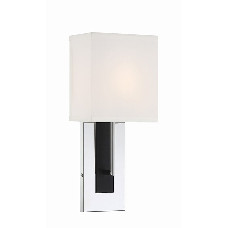 Crystorama Brent 1 Light Wall Mount, Nickel/Black Forged/White
