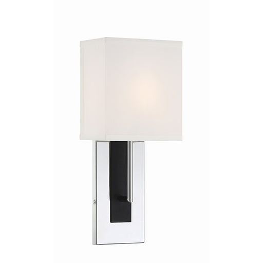 Crystorama Brent 1 Light Wall Mount, Nickel/Black Forged/White