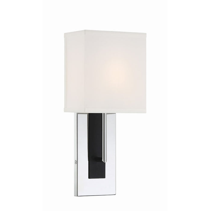 Crystorama Brent 1 Light Wall Mount, Nickel/Black Forged/White