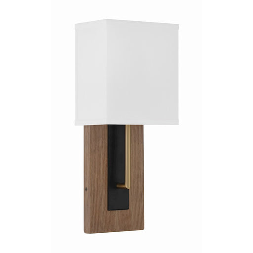 Crystorama Brent 1 Light Sconce, Matte Black/Vibrant Gold