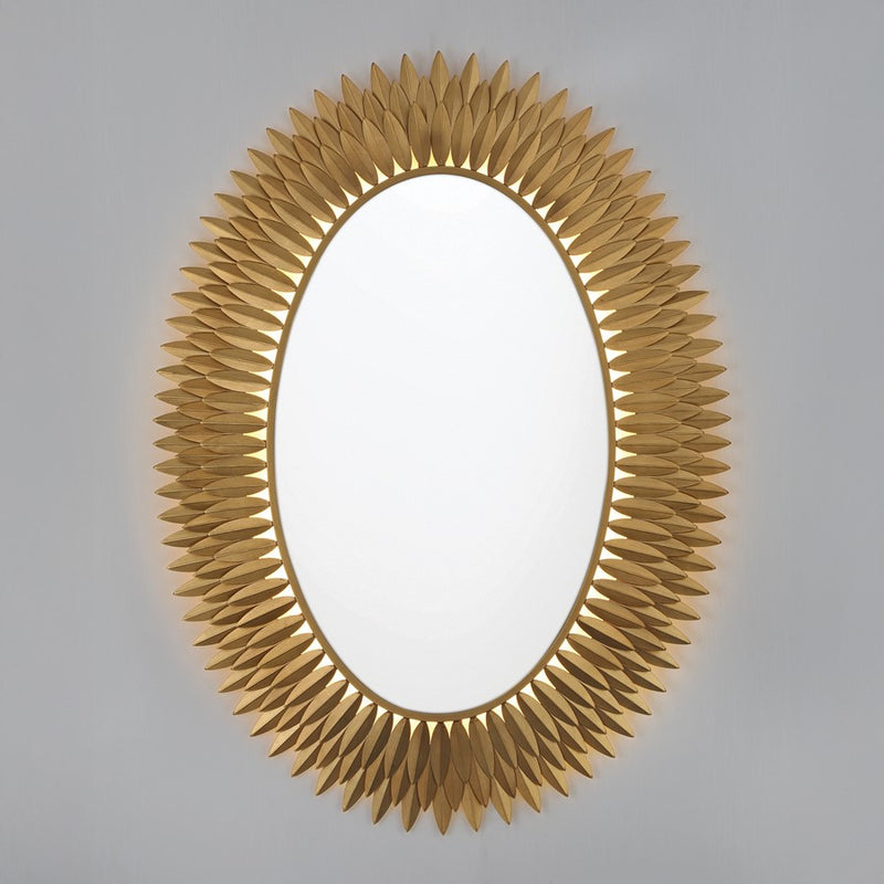 Crystorama Broche 1 Light 31.25" Mirror, Antique Gold