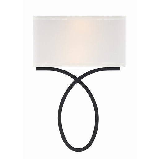 Crystorama Brinkley 2 Light Wall Mount, Black Forged/White