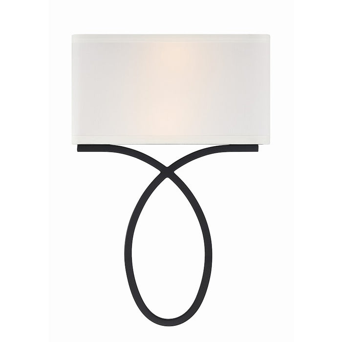 Crystorama Brinkley 2 Light Wall Mount, Black Forged/White