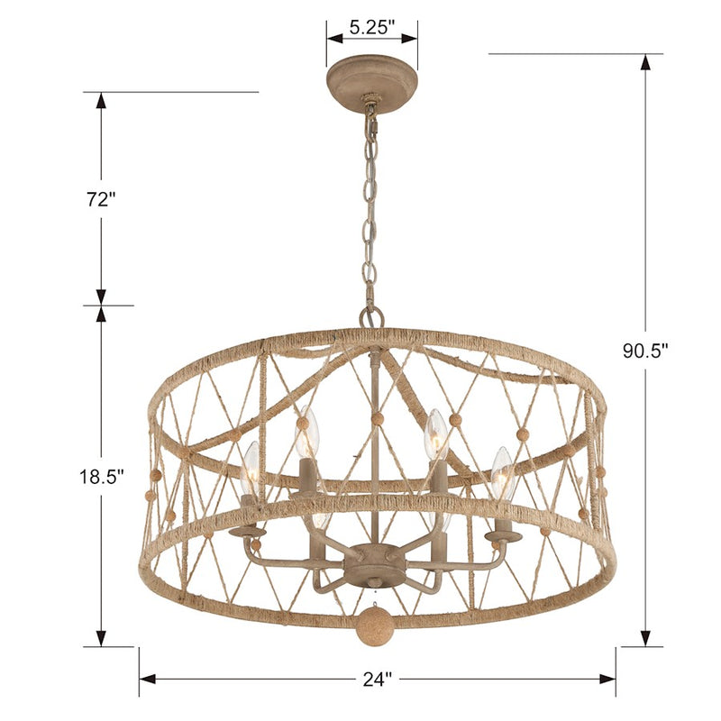Crystorama Brixton 6 Light Chandelier, Burnished Silver
