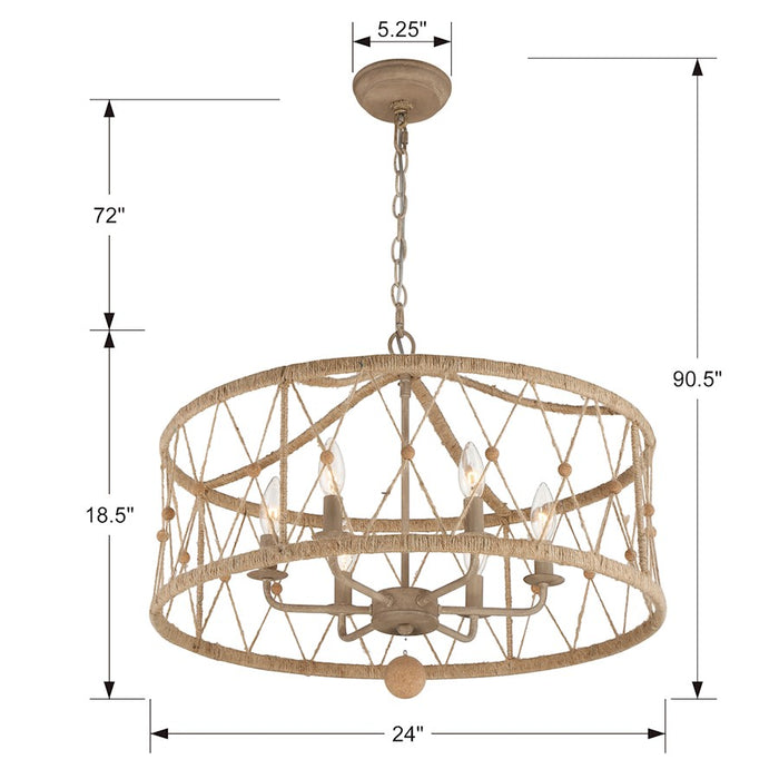 Crystorama Brixton 6 Light Chandelier, Burnished Silver