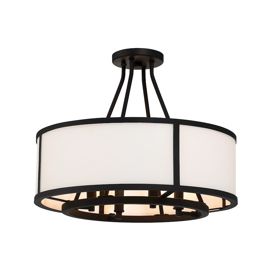 Crystorama Bryant 4 Light Semi Flush Mount, Black Forged