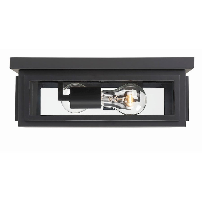 Crystorama Byron 2 Light Outdoor Ceiling Mount, Matte Black