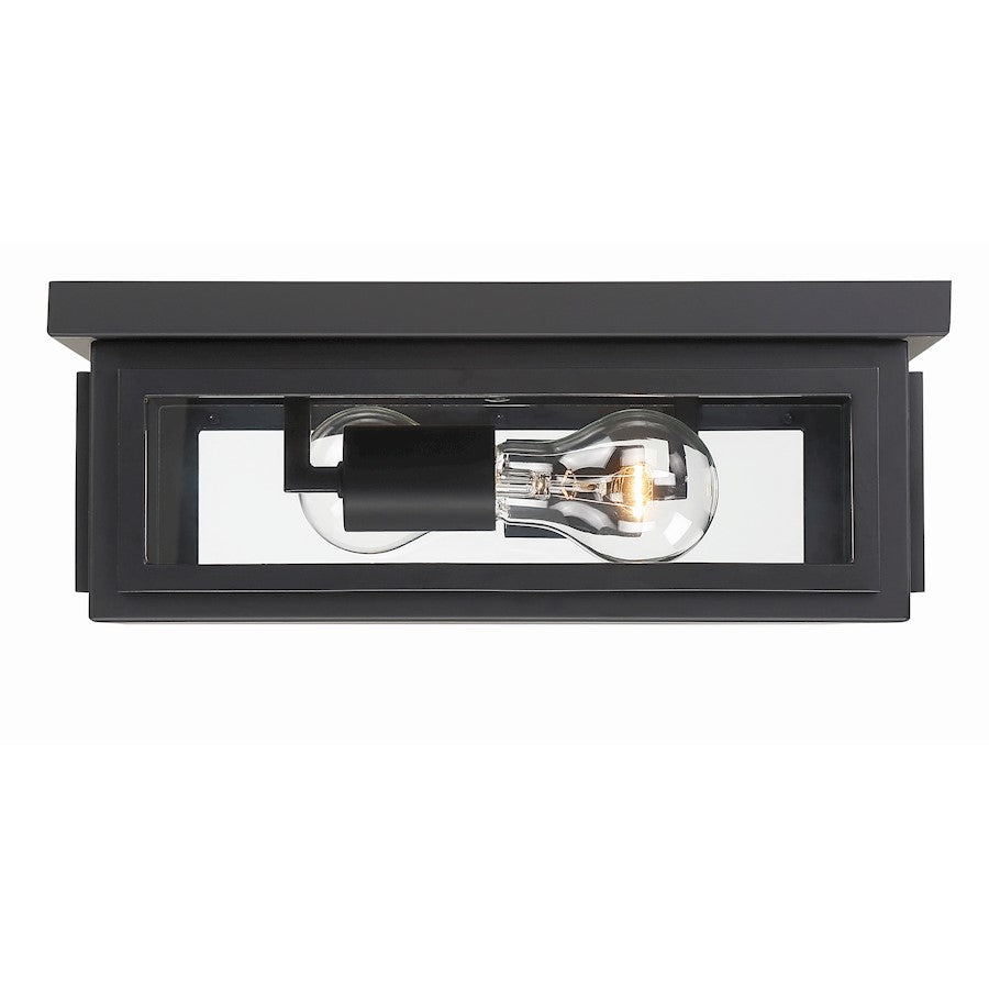Crystorama Byron 2 Light Outdoor Ceiling Mount, Matte Black