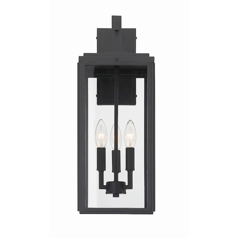 Crystorama Byron 3 Light Outdoor Wall Mount, Matte Black