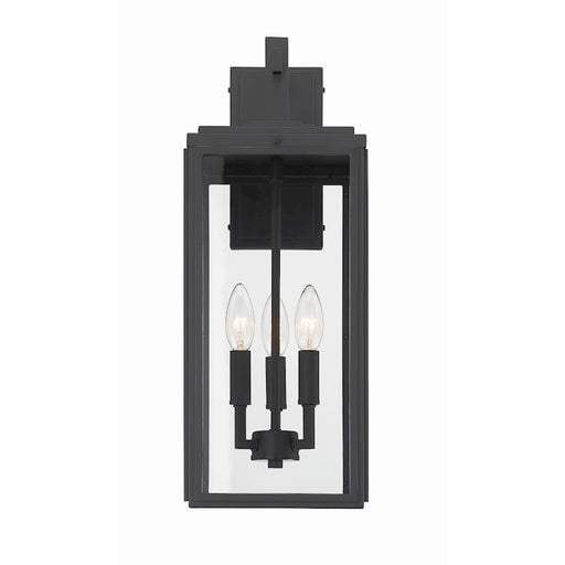 Crystorama Byron 3 Light Outdoor Wall Mount, Matte Black