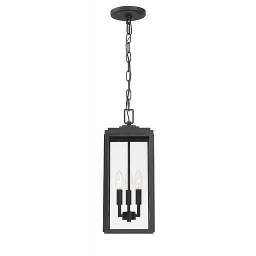 Crystorama Byron 3 Light Outdoor Pendant, Matte Black