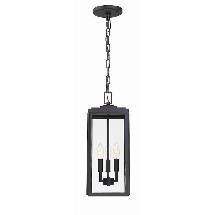 Crystorama Byron 3 Light Outdoor Pendant, Matte Black