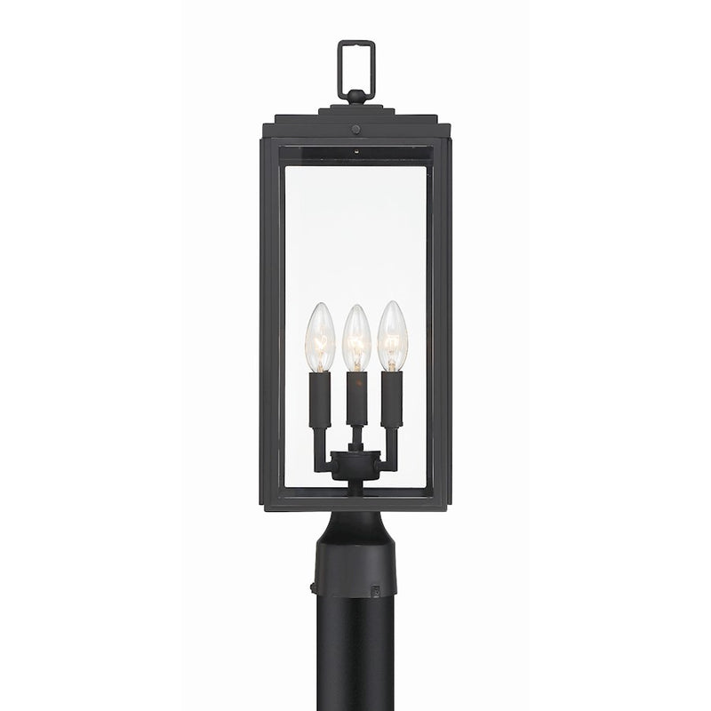 Crystorama Byron 3 Light Outdoor Post Mount, Matte Black