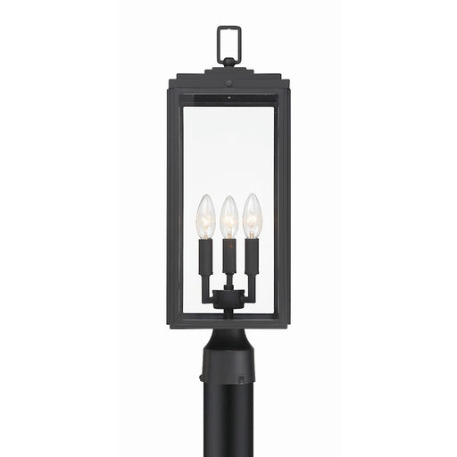 Crystorama Byron 3 Light Outdoor Post Mount, Matte Black
