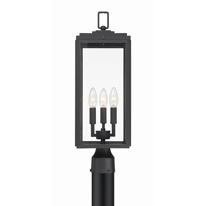 Crystorama Byron 3 Light Outdoor Post Mount, Matte Black