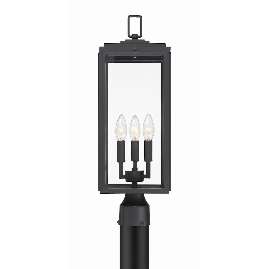 Crystorama Byron 3 Light Outdoor Post Mount, Matte Black