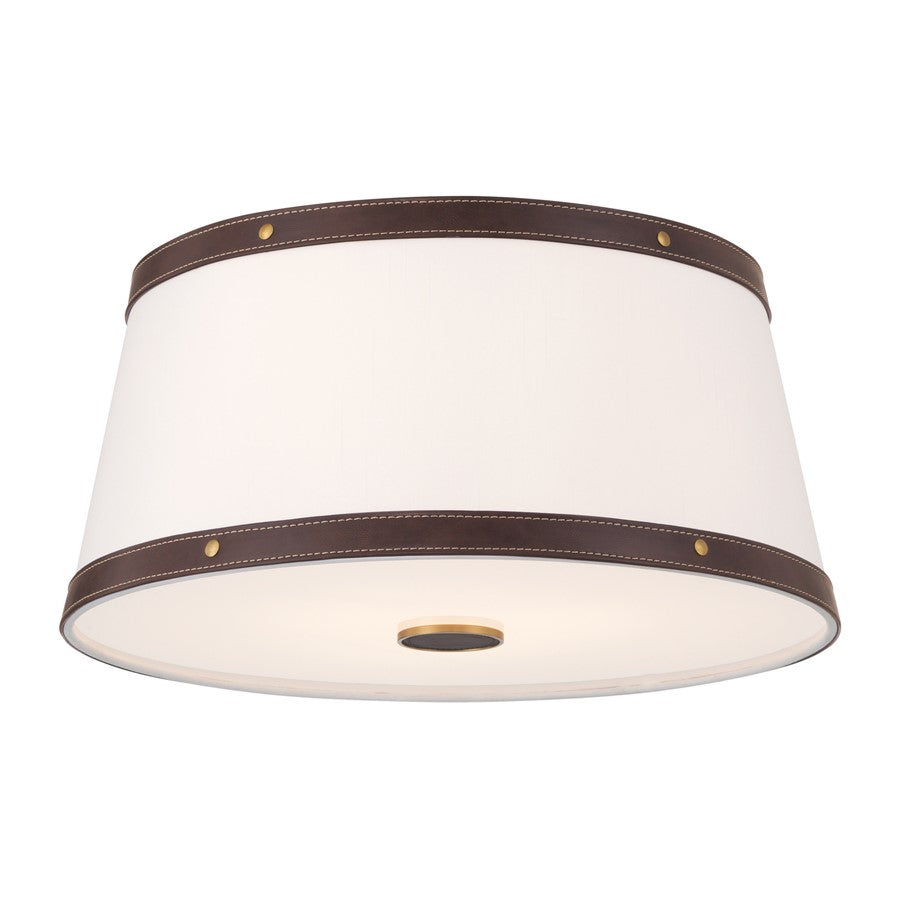 Crystorama Callahan 3 Light 17" Flush/Semi Flush, Luxe Gold/White - CAL-2400-LG