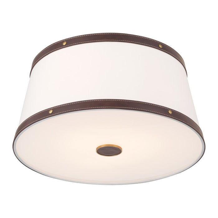 Crystorama Callahan 3 Light 17" Flush/Semi Flush, Luxe Gold/White