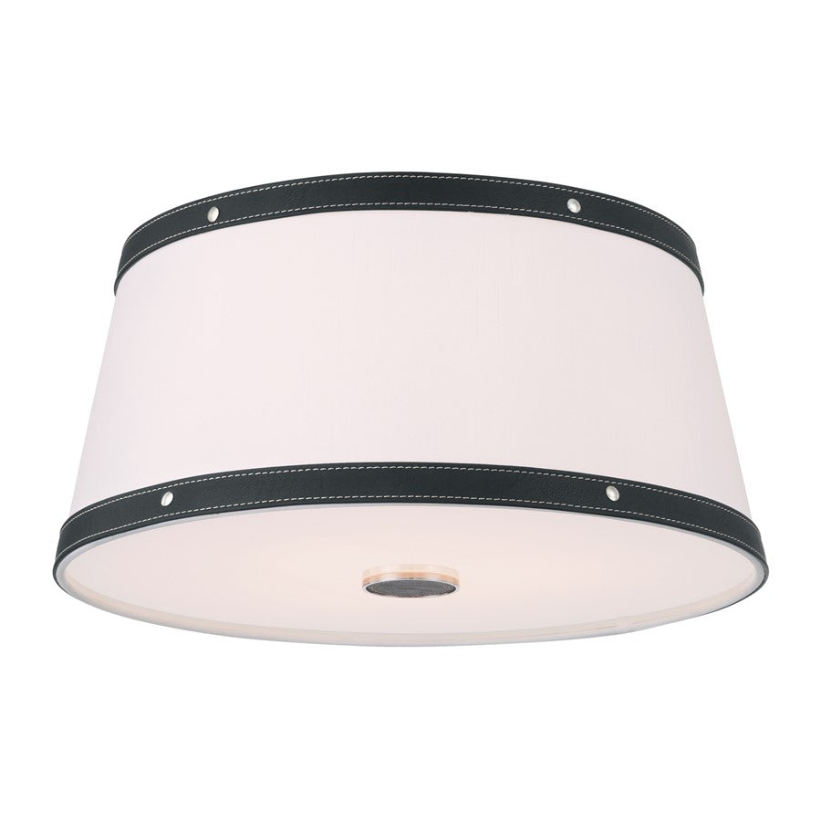 Crystorama Callahan 3 Light 17" Flush Mount, Polished Nickel/White - CAL-2400-PN
