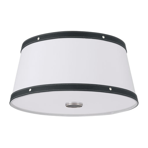 Crystorama Callahan 3 Light 17" Flush Mount, Polished Nickel/White