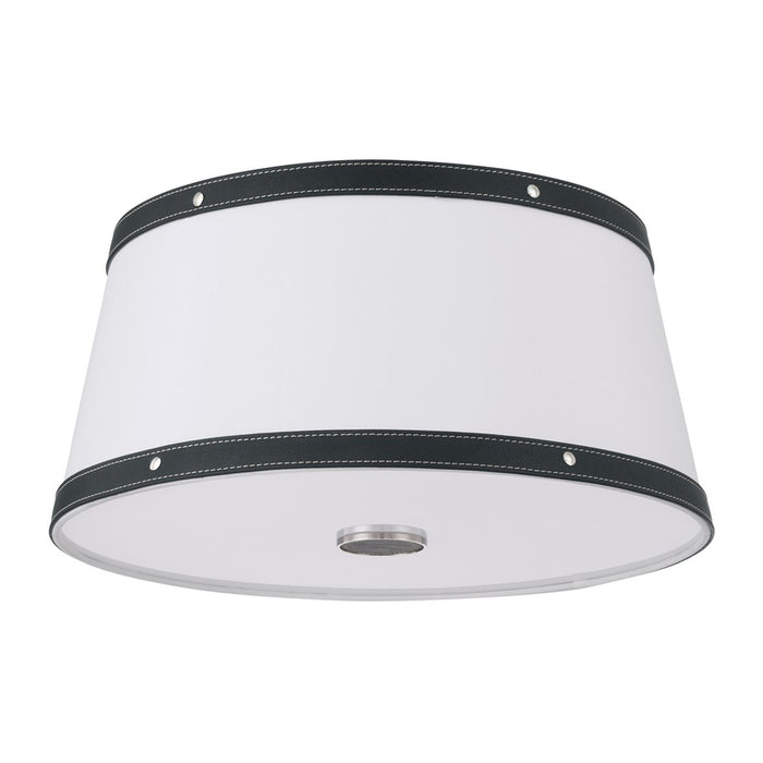 Crystorama Callahan 3 Light 17" Flush Mount, Polished Nickel/White