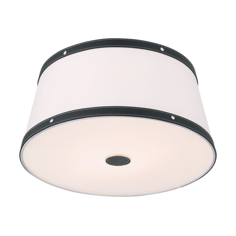 Crystorama Callahan 3 Light 17" Flush Mount, Polished Nickel/White