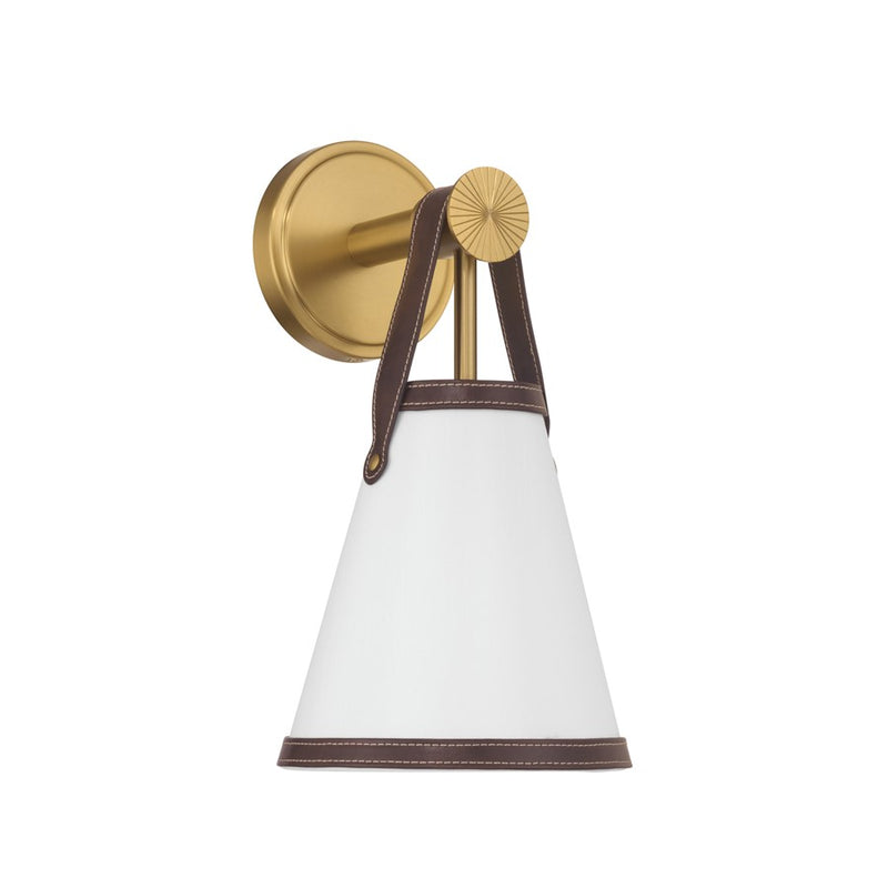 Crystorama Callahan 1 Light 7.25" Sconce, Luxe Gold/White