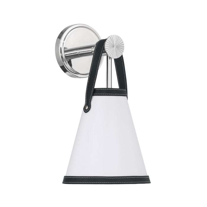 Crystorama Callahan 1 Light 7.25" Sconce, Polished Nickel/White