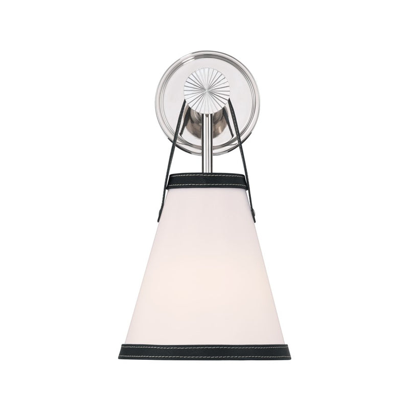 Crystorama Callahan 1 Light 7.25" Sconce, Polished Nickel/White