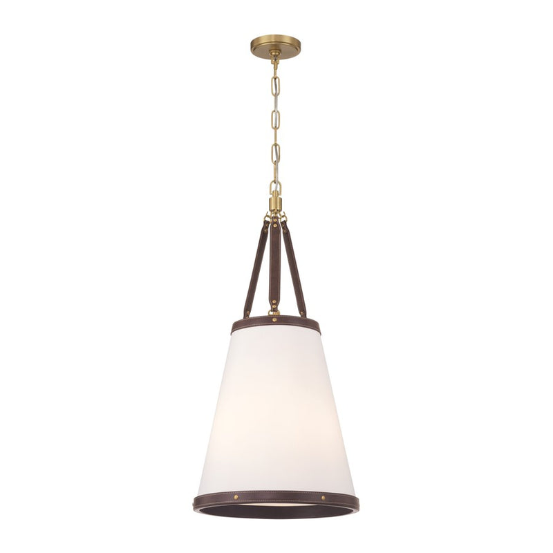 Crystorama Callahan 3 Light 14.25" Pendant, Luxe Gold/White