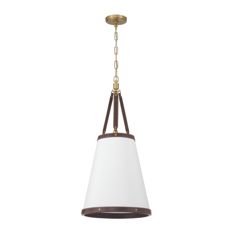 Crystorama Callahan 3 Light 14.25" Pendant, Luxe Gold/White