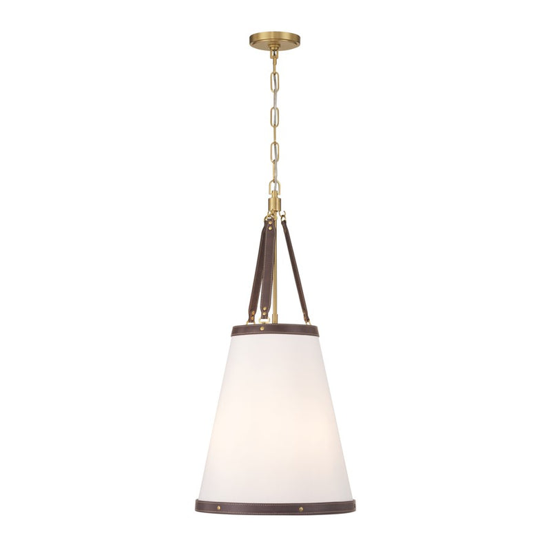 Crystorama Callahan 3 Light 14.25" Pendant, Luxe Gold/White