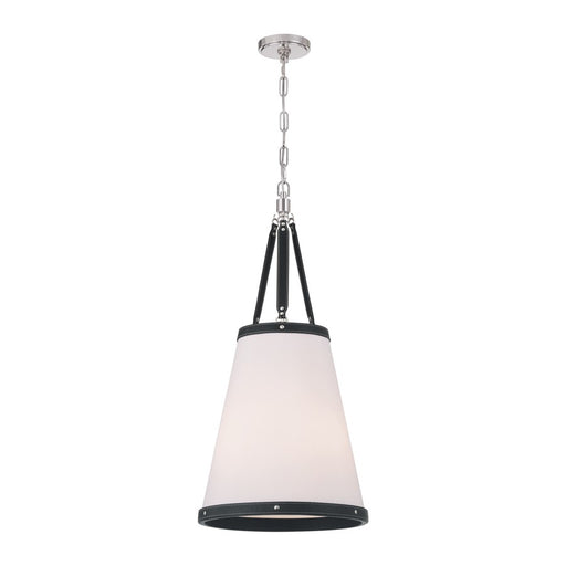 Crystorama Callahan 3 Light 14.25" Pendant, Polished Nickel/White - CAL-2404-PN