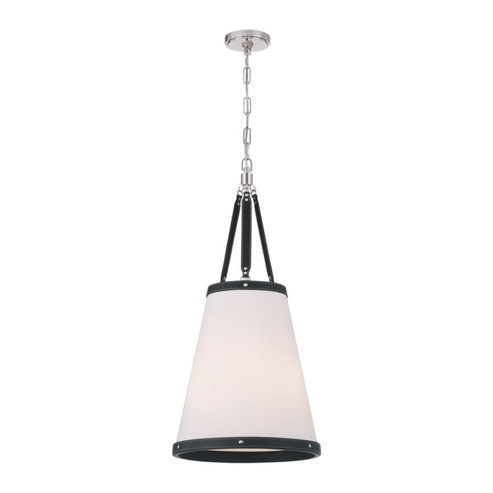 Crystorama Callahan 3 Light 14.25" Pendant, Polished Nickel/White - CAL-2404-PN