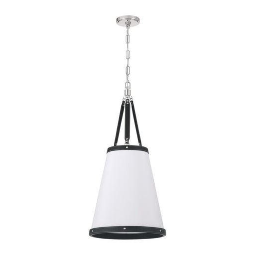 Crystorama Callahan 3 Light 14.25" Pendant, Polished Nickel/White