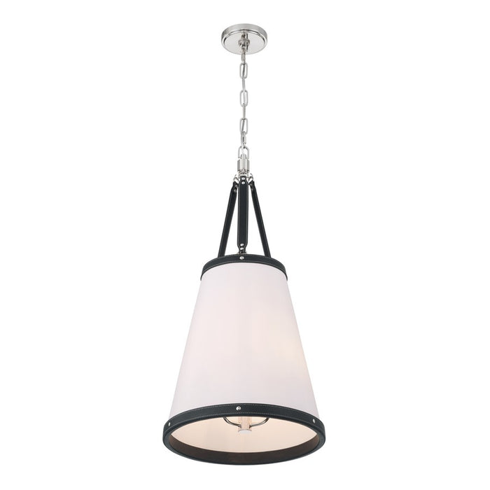 Crystorama Callahan 3 Light 14.25" Pendant, Polished Nickel/White