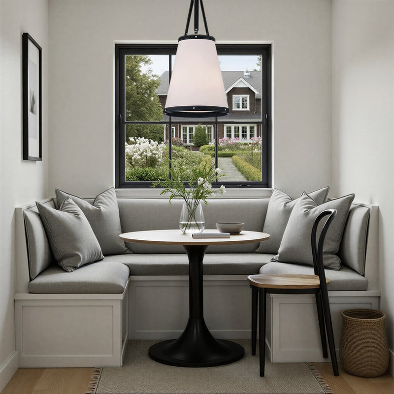 Crystorama Callahan 3 Light 14.25" Pendant, Polished Nickel/White