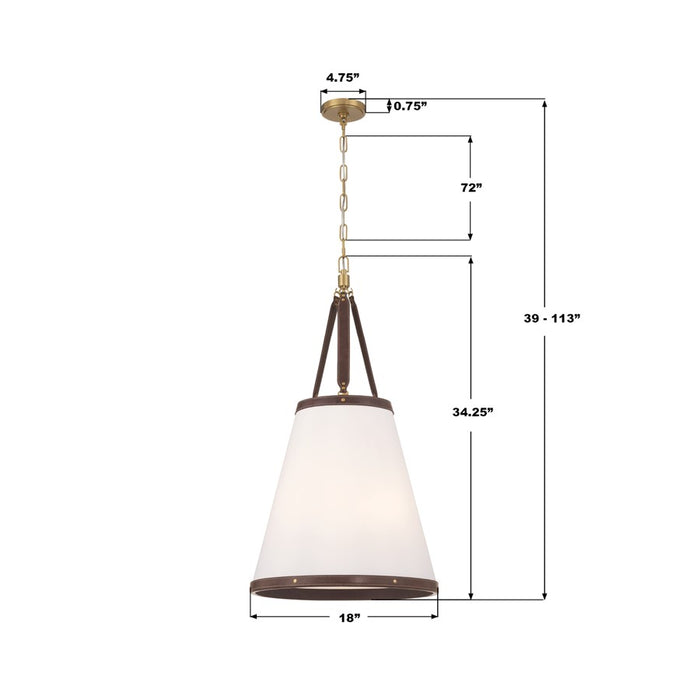 Crystorama Callahan 4 Light 18" Pendant, Luxe Gold/White