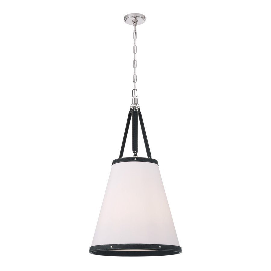 Crystorama Callahan 4 Light 18" Pendant, Polished Nickel/White - CAL-2405-PN