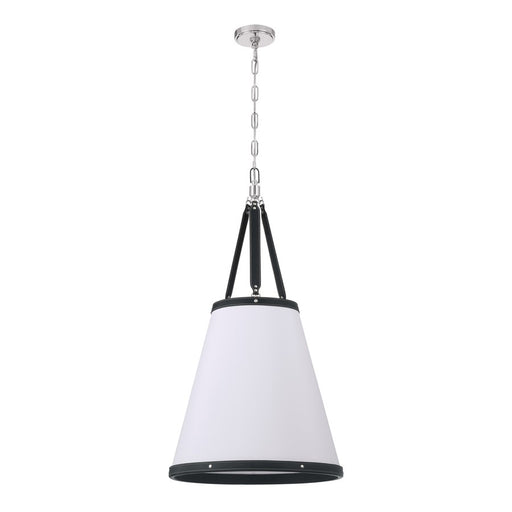 Crystorama Callahan 4 Light 18" Pendant, Polished Nickel/White