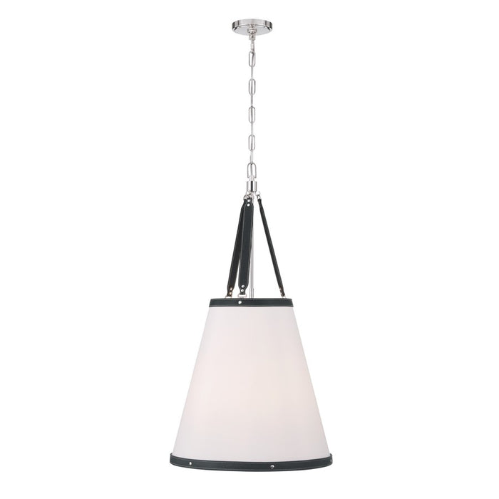 Crystorama Callahan 4 Light 18" Pendant, Polished Nickel/White